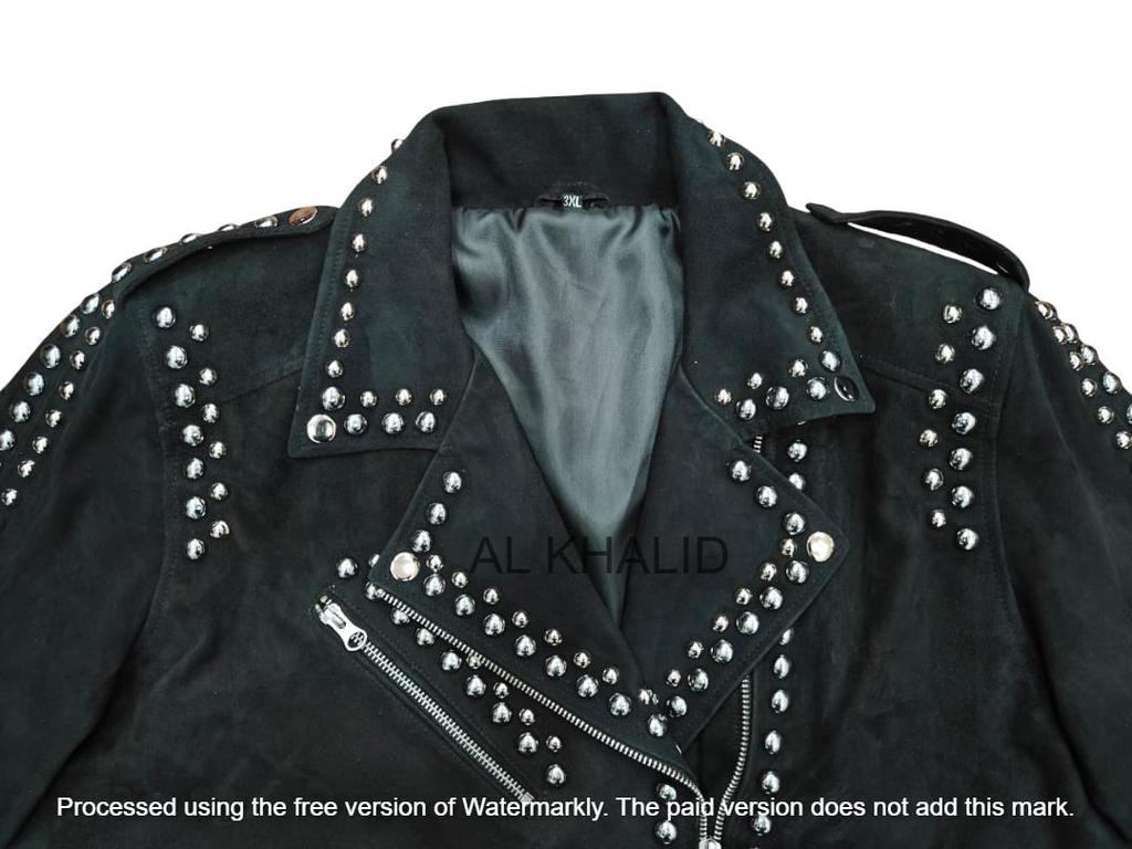 Women Suede Genuine Studded Black Biker Leather Jacket Stylish Handmade Jacket