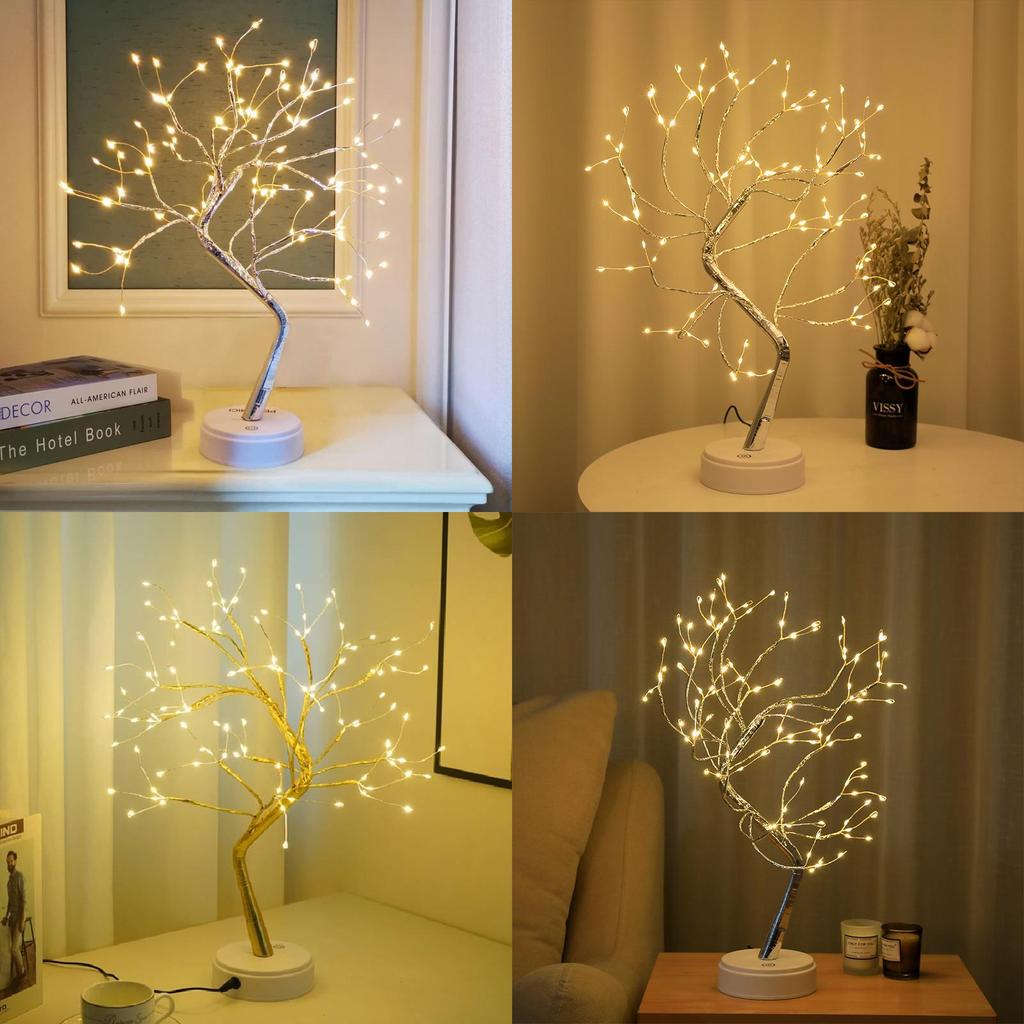 Tree Shape Led Desk Lamp With Touch Control For Holiday Decoration And Night Lighting