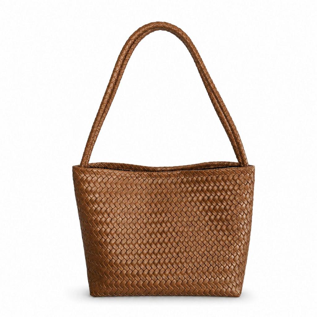 Retro Textured Weaving Handbag: Versatile Single Shoulder Vegetable Basket Bag