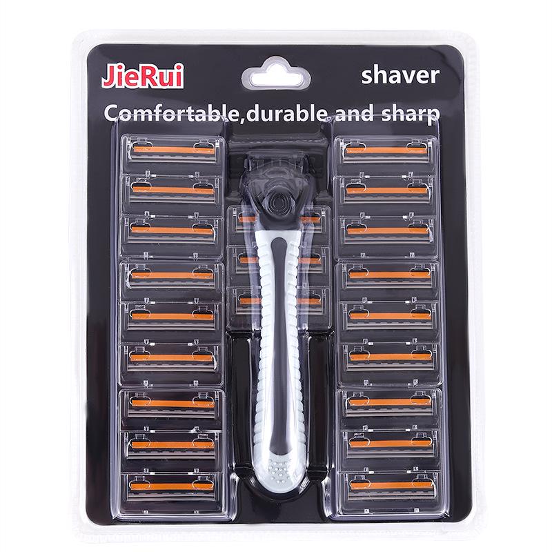 

Мужская бритва из нержавеющей стали, двухслойная, для ручного бритья: 1 ручка + 21 лезвие