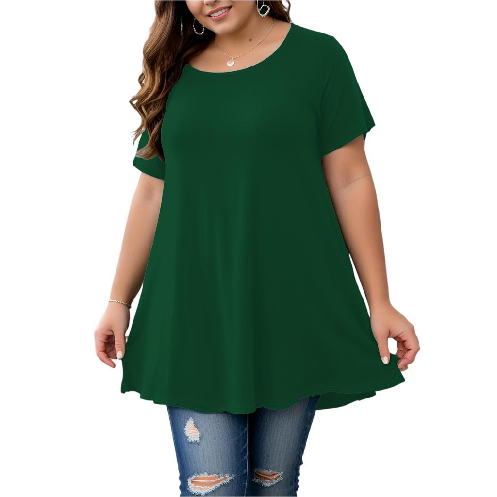 Women's Plus-Size Fashionable Casual Loose-Fit Short-Sleeve Top