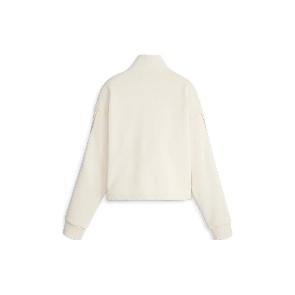 Puma Essentials+ Minimal Gold Half-Zip Mock Neck Fleece Sweatshirt Women Sweatshirt White 680020-87