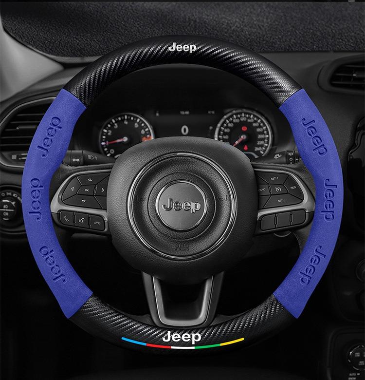 Car Steering Wheel Cover For Jeep Wrangler Patriot Commander Gladiator Renegade Grand Cherokee Compass Wagoneer Keychain