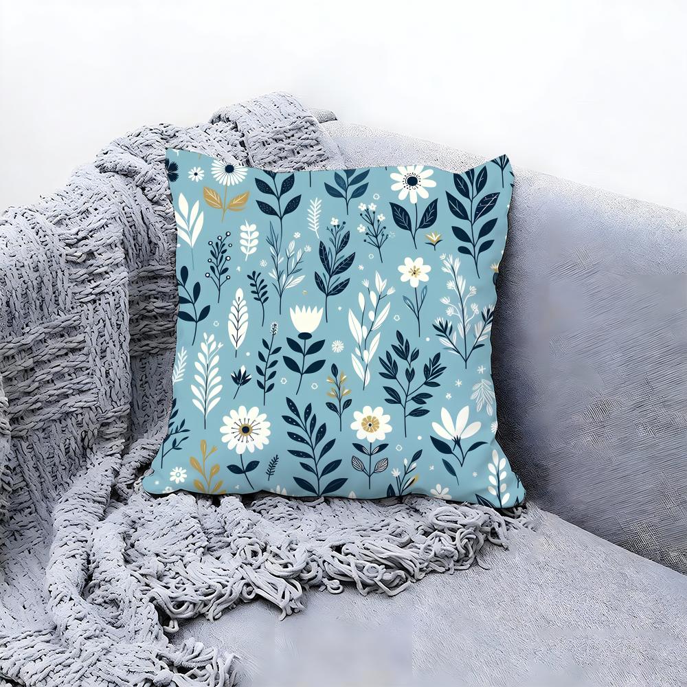 Beautiful Scandinavian Floral Print Cushion Cover Comfort Reversible Pillow Cove In One Design For Any Room & Car Interior