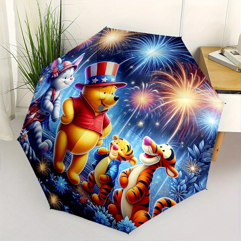 

Winnie the Pooh, Fireworks Automatic Opening and Closing Umbrella, Compact Travel Umbrella, Lightweight and Portable, Suitable for Beach Com