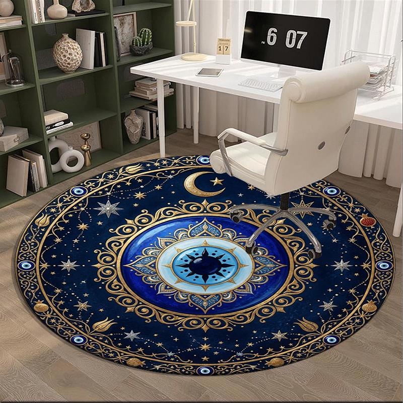 Evil Eye Stained Glass Design round carpet Chair cushion Round Entryway Rug, Soft Round Rugs for Living Room, Bedroom, Circle Carpet decor gifts