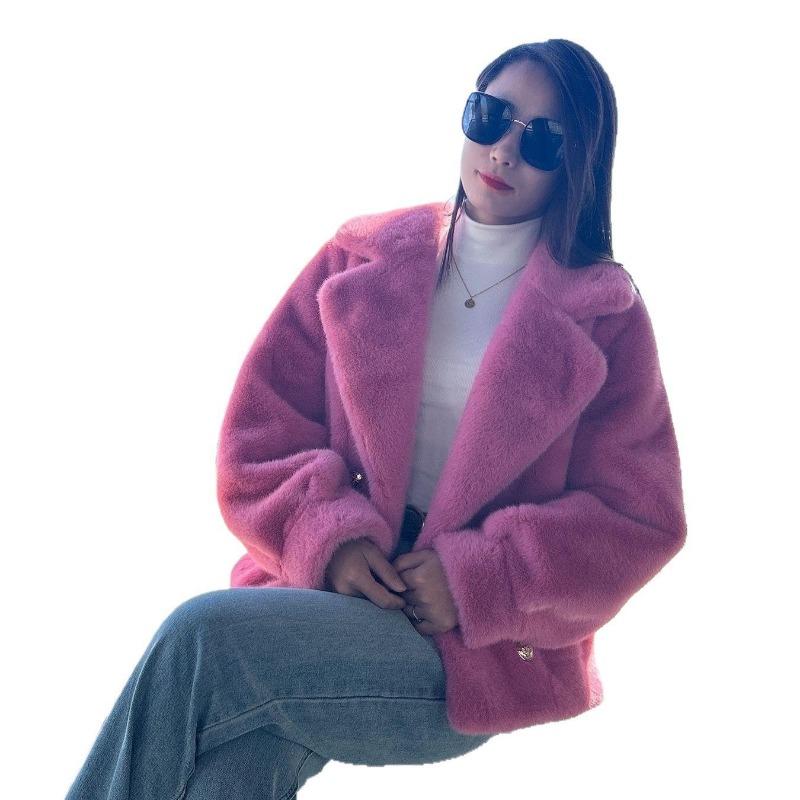 New Imitation Mink Fleece Fur Jacket Autumn and Winter Thickened Fur Integrated European Mink Fleece Short Lapel Jacket