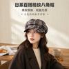 Women S Plaid Sweet Cute Versatile Octagonal Hat For Autumn Winter