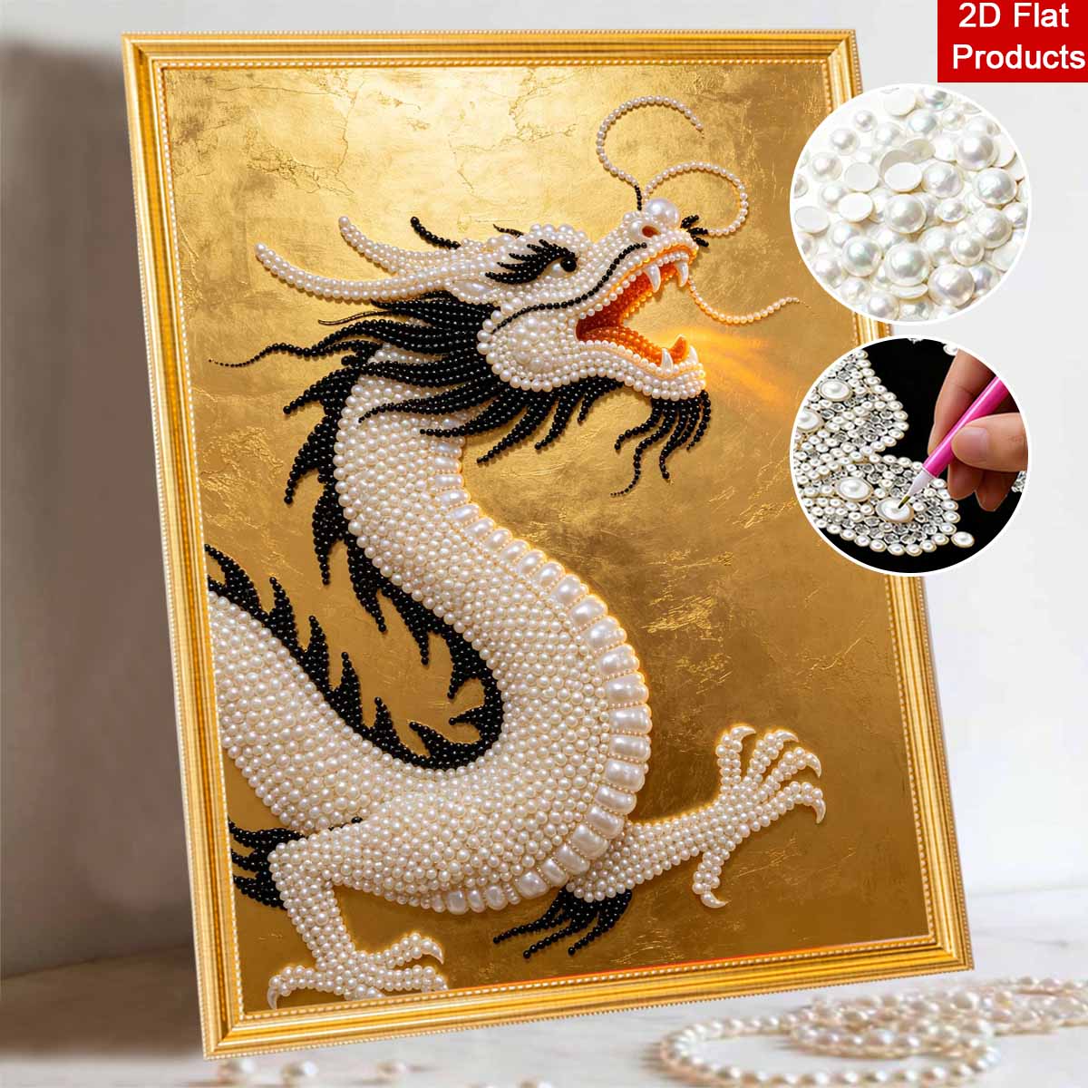 5D Pearl Painting Handmade DIY Dragon Home Office Desktop Decoration Painting Chinese Elegant Lucky Symbol 30x40
