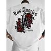 Men's Gothic Streetwear T-Shirt Los Angeles LA & Red Rose Graphic 3d Print Summer Crew Neck Short Sleeve Polyester Tees Tops