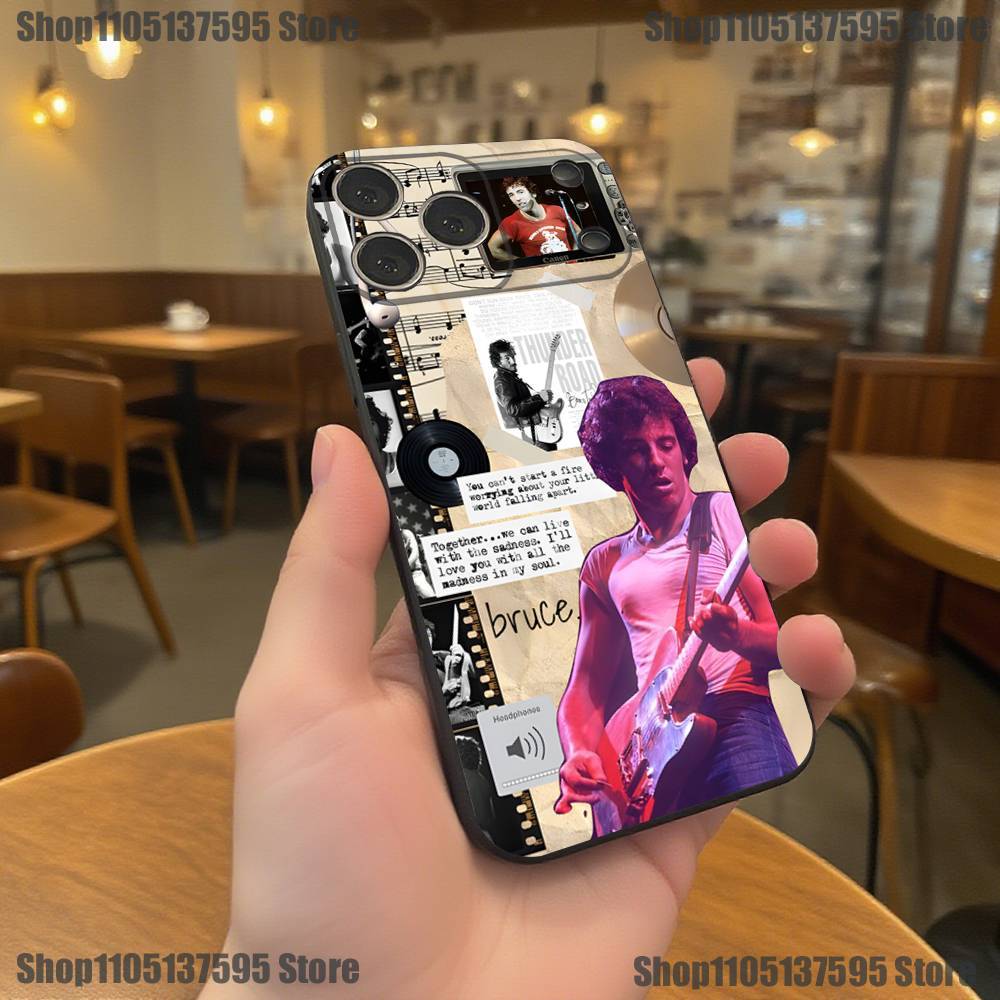 Custodia per Telefono Guitarist B-Bruce Springsteen Per iPhone 17,16,15,14,13,12,11,Pro,XS,Max,XR,Plus,E,SE4,Mini Cover Morbida Nera