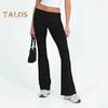 Women Pants Mid-rise Elastic Waist Adjustable Side Drawstring Long Trousers Solid Color Skinny Flared Pants Daily Wear