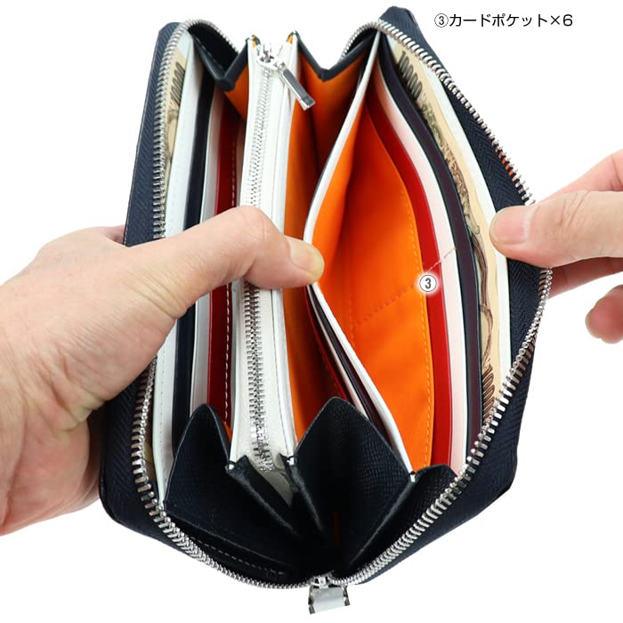 CASTELBAJAC Carne Long Wallet with Round Zipper, Genuine Leather (Cowhide, White)