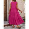 Women Casual Vacation Beach Dress Elegant V-neck Loose Long Dresses Holiday Femme Yellow Black RUFFLES Summer