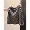 Women's Loose-Fit Color-Block Stripe Long Sleeve T-Shirt, Perfect for Spring and Autumn Layers, Casual Innerwear.