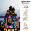 Customiz Name Personality Kpop Demon Hunters Blanket Soft &Warm Sofa Office Bed Travel Lunch Break Blanket, Gift Suitable All Seasons
