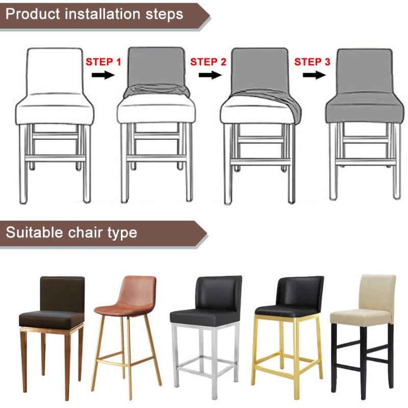 Velvet Solid Colors Bar Chair Cover Stretch For Bar Stool Short Back Dining Room Spandex Elastic Slipcovers For Banquet Chairs