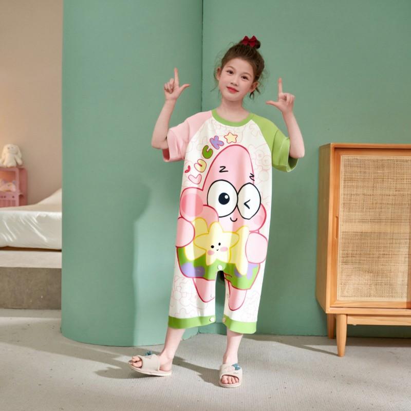 Kids One-Piece Pajamas Modal Sleepwear Girls Toddler Soft Breathable