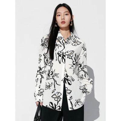 PEACEBIRD Women's Lyocell All-Over Print Long-Sleeve Shirt