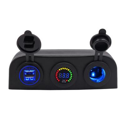 3 Hole Tent Base 4.2A Dual USB Charger 12V DC Voltmeter Led Power Outlet Socket for Car Motorcycle Boat ATV