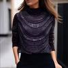 Plus Size Heavy-Duty Hot Drilled Semi-High Neck Long Sleeve Women's Base Shirt for Autumn/Winter 2026