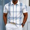 Polo Classica a Quadri Blu e Bianchi da Uomo, Top Casual per Primavera Estate, Abbigliamento Quotidiano da Strada e Occasioni Smart Casual