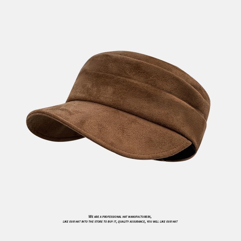 British Hat Women's Suede Pleated Equestrian Hat Versatile Flat Hat Autumn and Winter Versatile Literary Painter Hat