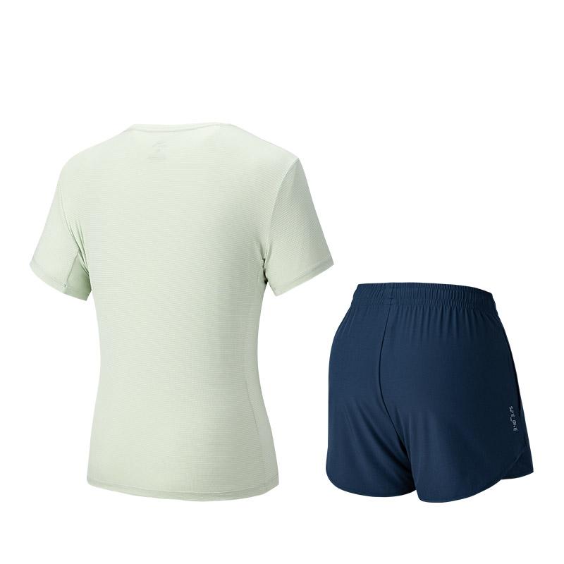 Anta Simple And Versatile Round Neck Short Sleeve Top And Mid Waist Shorts Casual Set Women sets 962527207-3