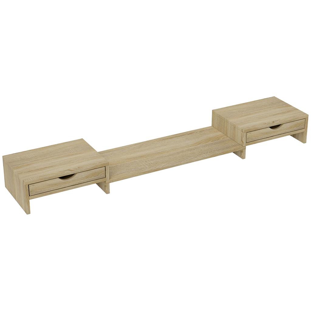 PC Screen Riser Desk Computer Monitor Stand 60-116 Cm with 2 Drawers, Adjustable Length and Angle
