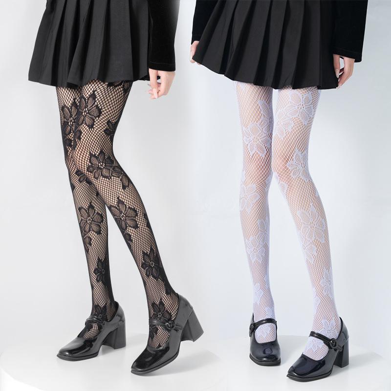 1 collant fin et sexy en dentelle florale Y2K, grande taille, multicolore