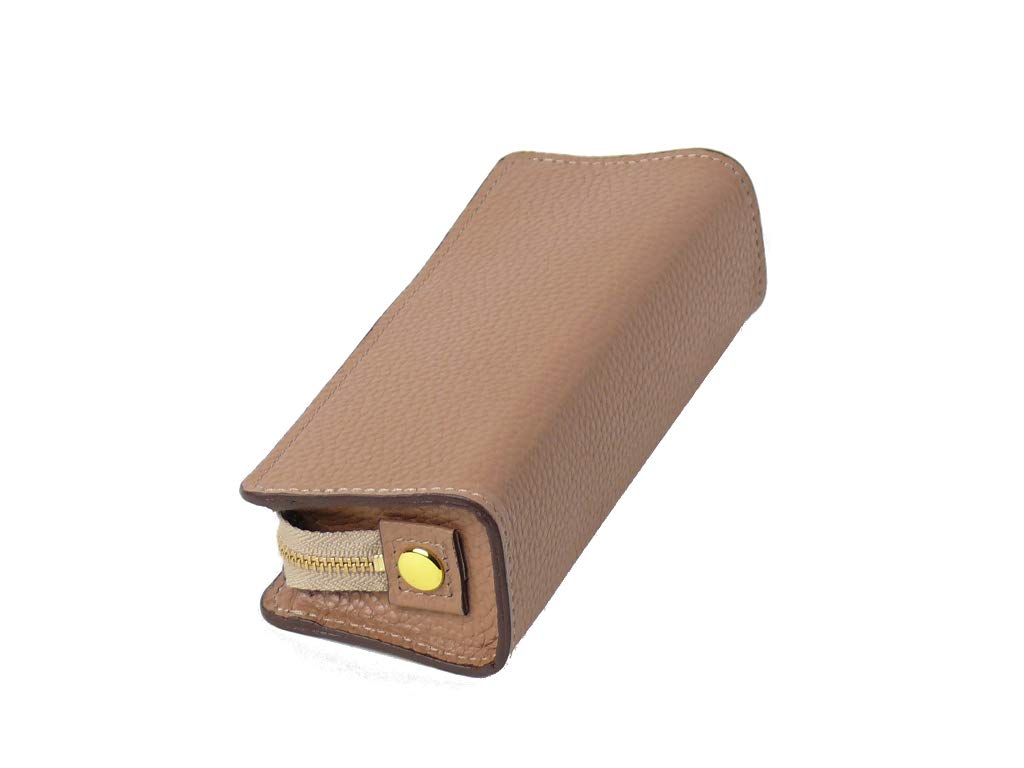 Leather Pencil Case In Genuine Simple Color Scheme [Leather Pad. JP] Shrink-wrapped [Made Japan] (Beige) Leather, & Stylish, Women's