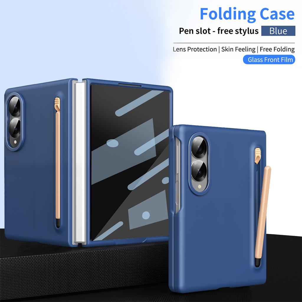 Für Samsung Galaxy Z Fold8 Hülle luxuriöses Hautgefühl faltintegrierter Stifthalter mit gehärteter Folie Abdeckung für ZFold 8 WIDE Funda