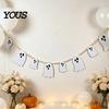 Ghost Halloween Garland 2 Pcs 7.5FT Garland, Felt Pumpkin Bat Skull with Banner Decoration Wood Beads, Party Hanging for Fireplace Doorway Indoor