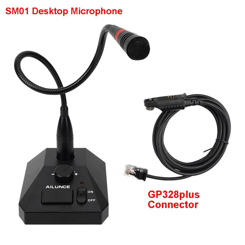 Aliunce Sm01 Microfone de mesa para walkie talkie Rt622 Rt3s Hd1 Ra685 Rt95 Rádio bidirecional Microfone de mão 2 pinos / Gp328plus