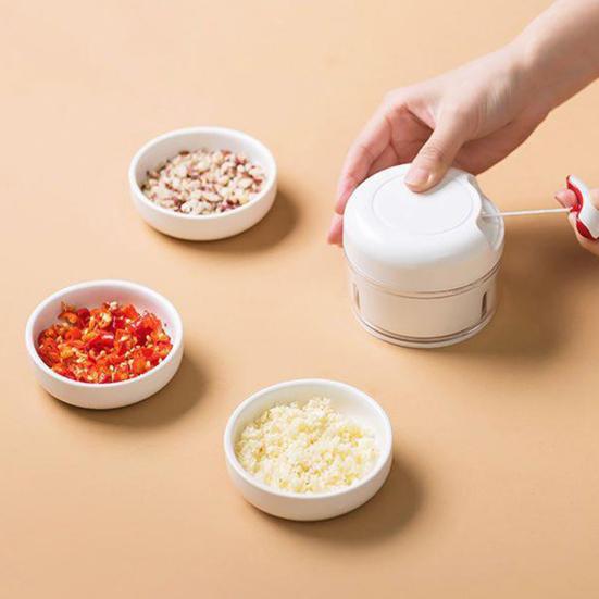 Manual Food Processor Pull Chop Grinder Stainless Steel Mincer for Garlic Chili Ginger Dual-Blade Design Vegetables Chopper for Home Kitchen Prep
