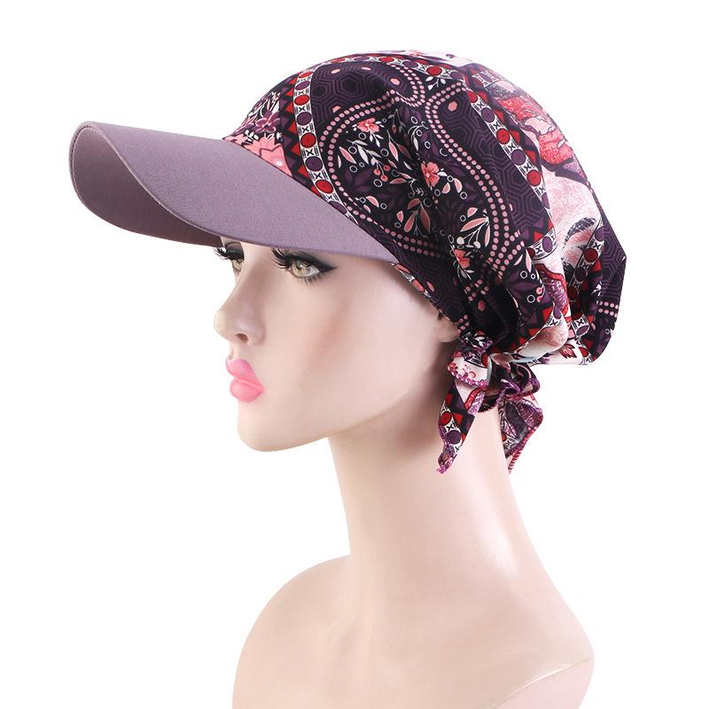 Spring and Summer New Triangle Scarf Printed Brim Headscarf Cap Cap Outdoor Sun Hat JDT-234P