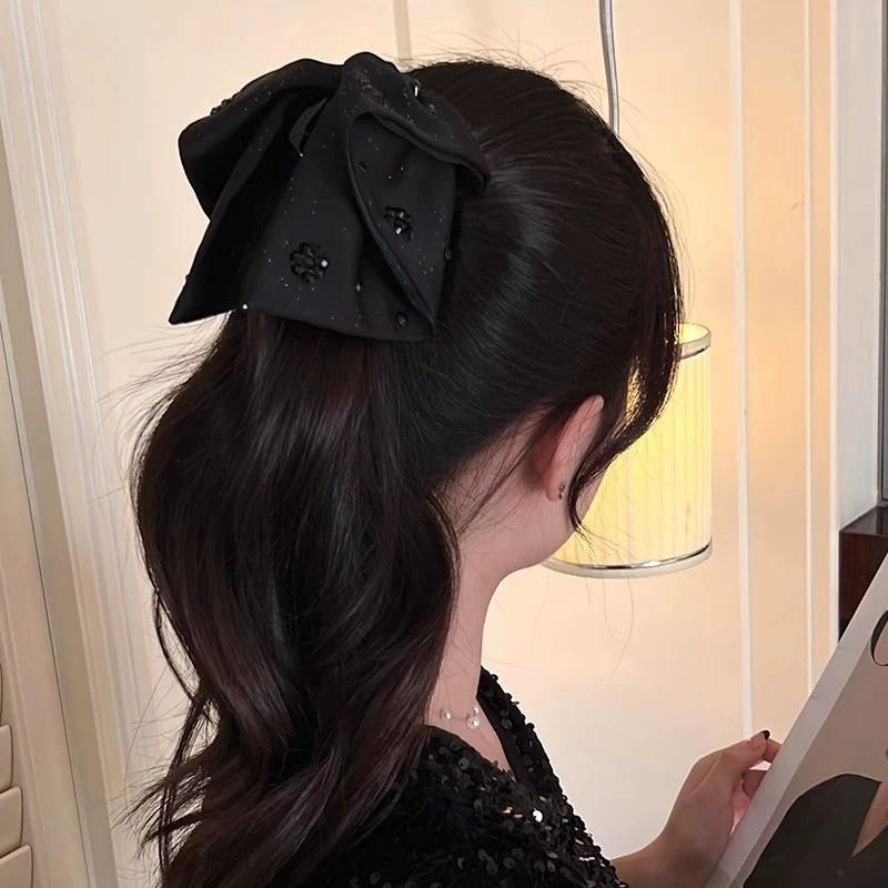 Satin Pearl River Delta Grab Clip Women's Back of Head Hair Shark Clip Fashion Temperament Light Luxury Hairpin Headgear