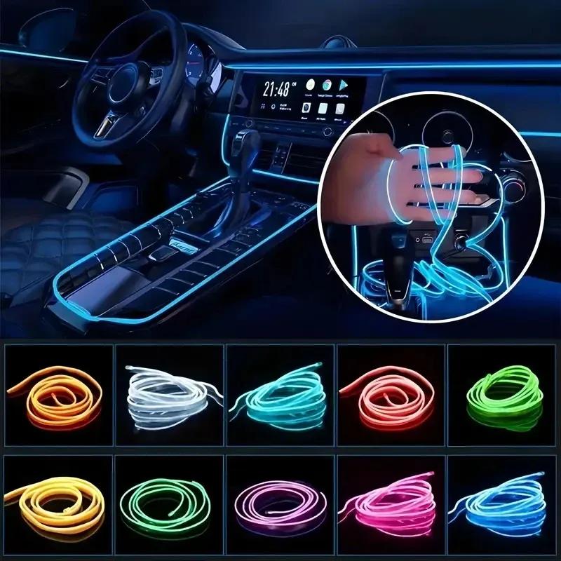 Car atmosphere light cold light line car interior modification USB light strip wiring free car atmosphere light LED light