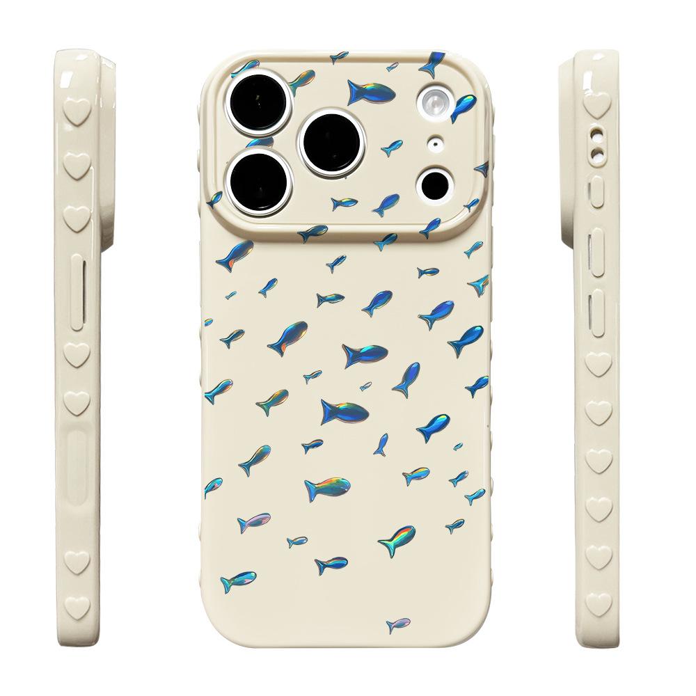 Faint Blue Fish School Is Suitable for iPhone17/17Pro Mobile Phone Case, Anti-drop Apple 16/15 Protective Case 14 New Women