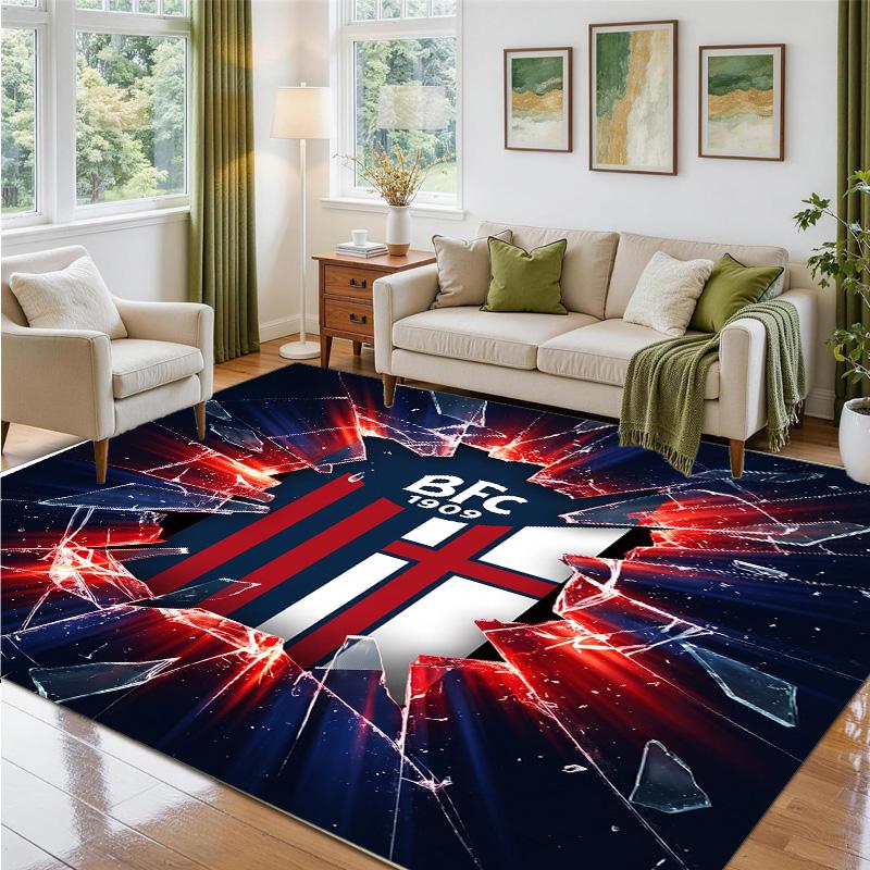 Bologna FC Design Crystal Velvet Rug Soft Decorative Mat for Bedroom Entrance