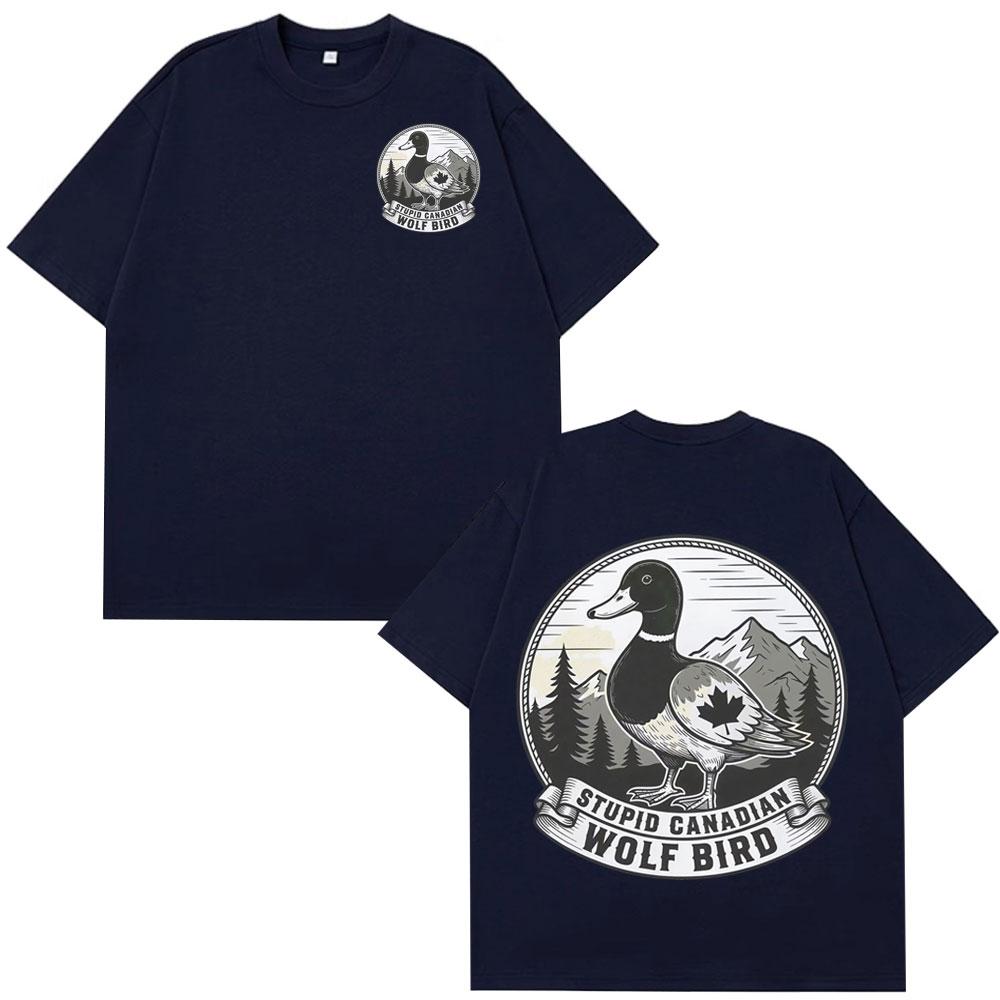 Stupido Lupo Uccello Canadese Divertente Meme Maglietta Uomo Donna Casual Cotone Oversize T-shirt Estiva Larga Vintage T-shirt Streetwear