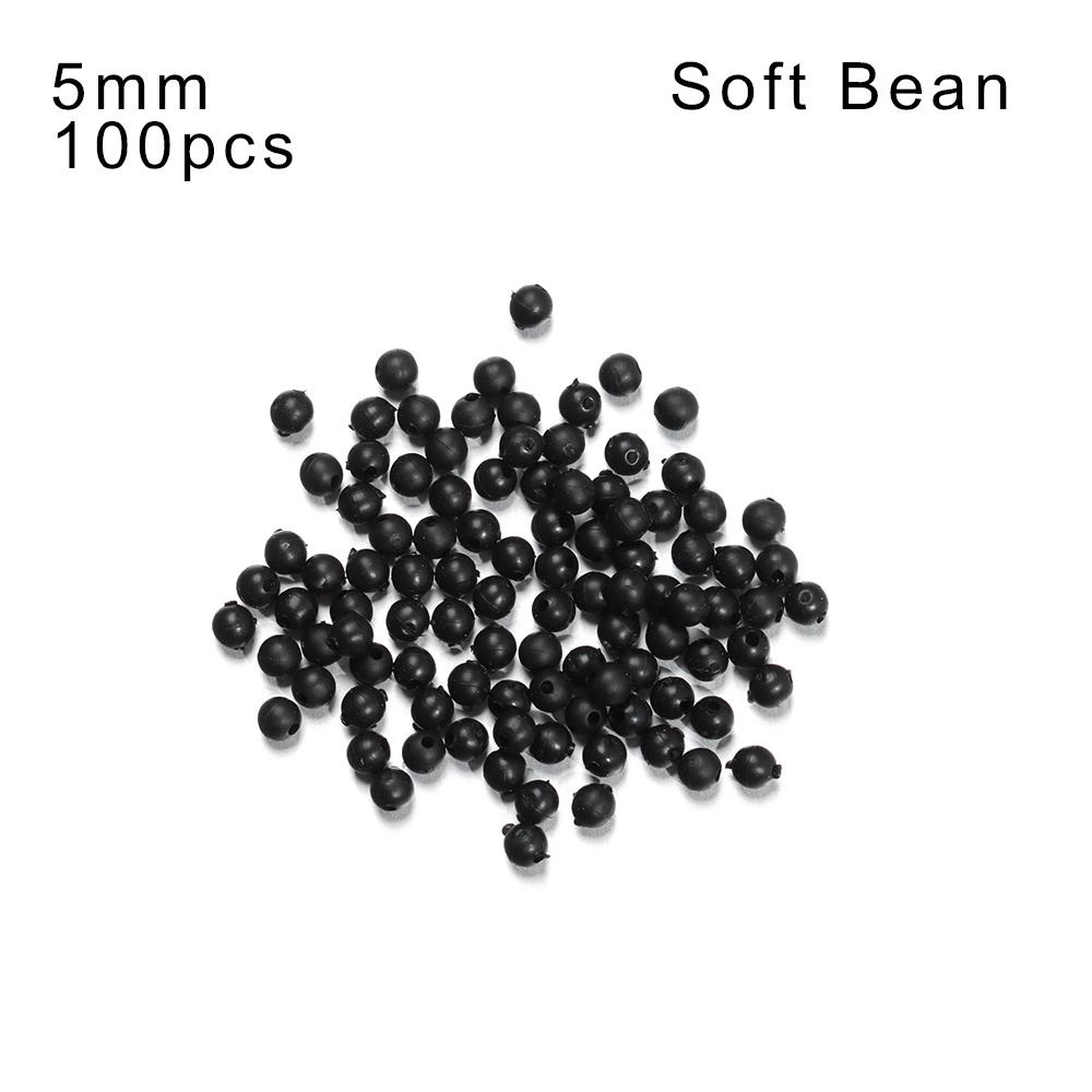 100PCS/Bag Fishing Beads Space Stopper Black 3mm-12mm Round Soft and Hard Beans Fishing Lures Bait Hook Rig Accessories