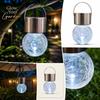 Outdoor Solar Powered Crackle Glass Hanging Ball Light Waterproof Garden Landscape Lighting for Yard Pathway Patio Decor