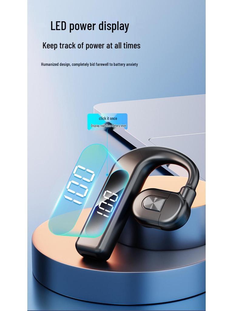 V59 Wireless Single Ear Bluetooth Earphone with Long Battery Life and Digital Display