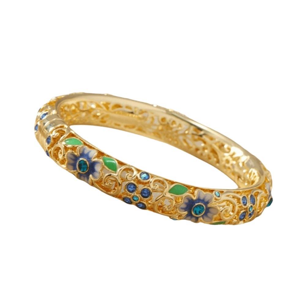 Zircon Chinese Cloisonne Bangle Hollow Wire Enamel Art Jewelry Cloisonne Bracelet Women Jewelry синий