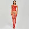 Stockings Sexy Lingerie Suit Fishnet Female Jumpsuit Lace Transparent Mesh Sheer Bodysuit Thigh High See Through Open Crotch
