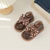Little Girls Leather Shoes Hand-Painted Bow French Style Fashion Kids Round-toe Versatile Soft 2024 Children Loafers Elegant PU
