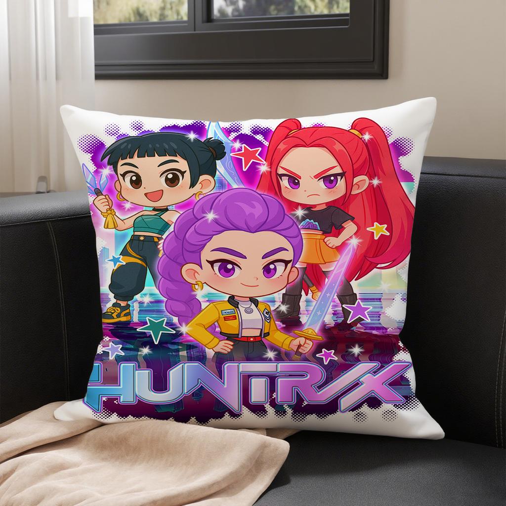 KPop Demon Hunters  Huntrx on the pillowcase: colorful anime patterns, super eye-catching fashion home decoration