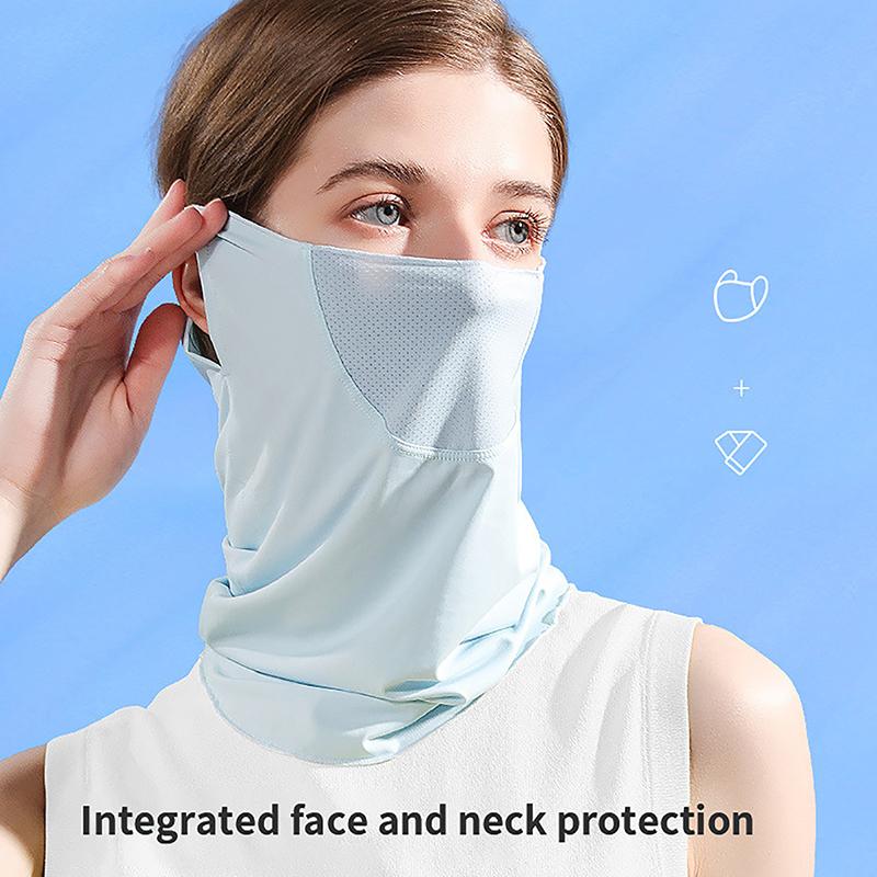 Ice Silk Sunscreen Mask Women Summer Anti-Uv Quick-Drying Face Cover Scarf Breathable Lady Neck Protection Hanging Ear Headband