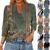 Women's Retro Printed Loose 7-inch Sleeve Top